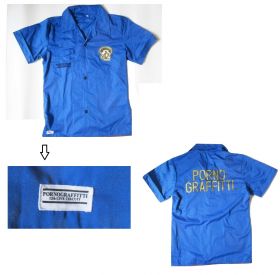 ポルノグラフィティ(porno) 12th LIVE CIRCUIT "PANORAMA×42" ボウリングシャツ ブルー