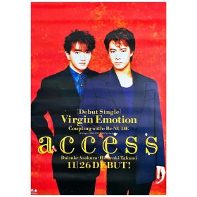 access(アクセス) ポスター Virgin Emotion デビューシングル 告知 浅倉大介 貴水博之 1992