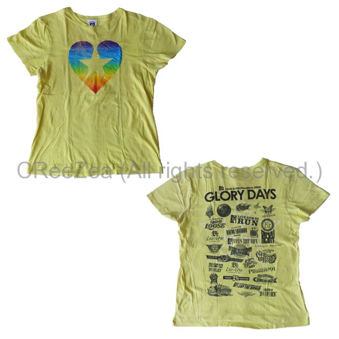 【買取】B'z(ビーズ) LIVE-GYM Pleasure 2008 -GLORY DAYS- ツアー Tシャツ イエロー