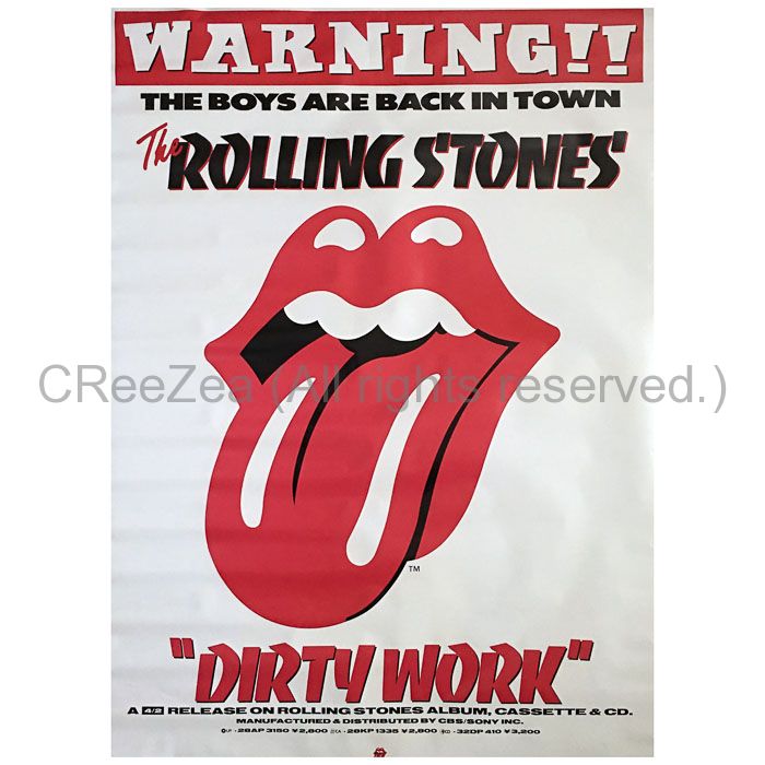 買取 ローリング ストーンズ The Rolling Stones ポスター ダーティ ワーク Dirty Work 1986 アーティストショップjp