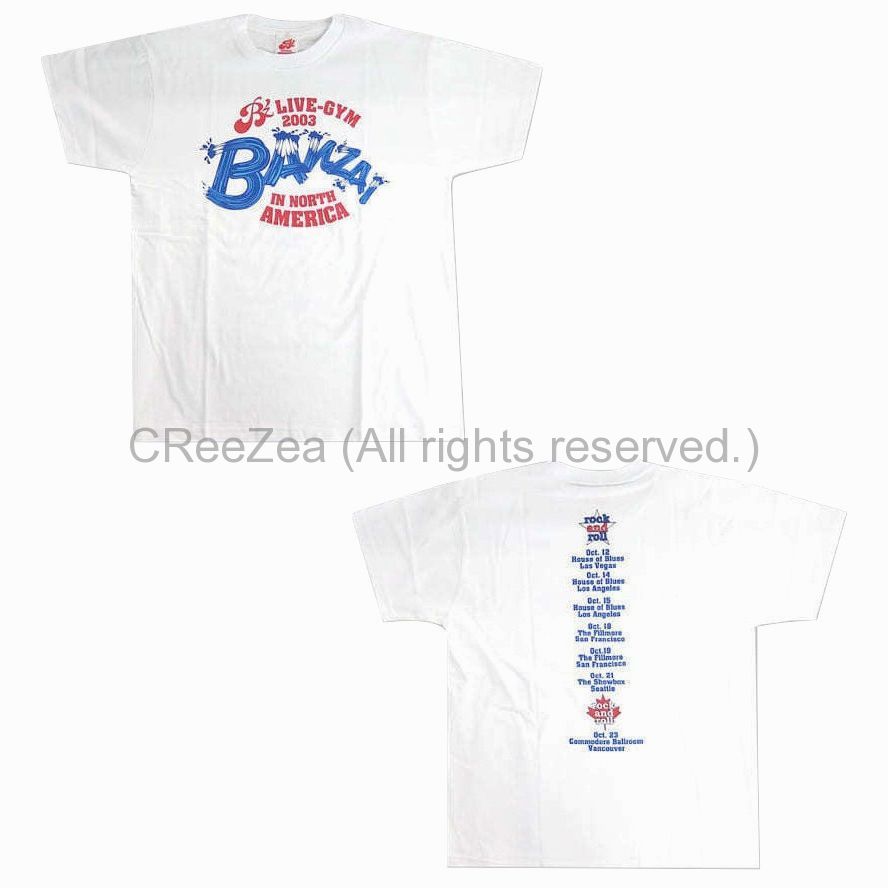 【買取】B'z(ビーズ) LIVE-GYM 2003 BANZAI IN NORTH AMERICA ツアー Tシャツ BANZAI ホワイト