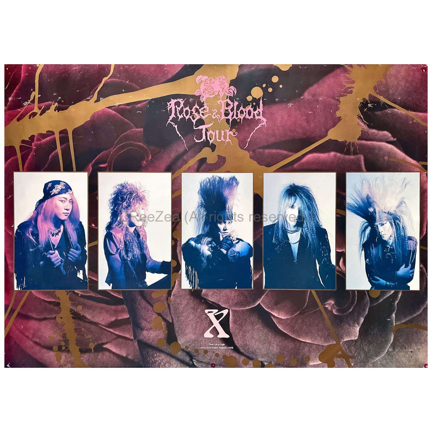 買取】X JAPAN(エックス) ポスター Rose＆Blood Tour 1989 B1 色あせ 