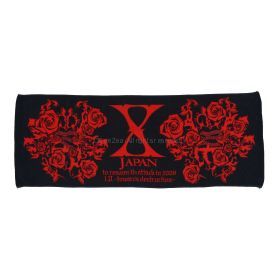 X JAPAN(エックス) 攻撃再開 2008 I.V. ?破滅に向かって? フェイスタオル ブラック×レッド